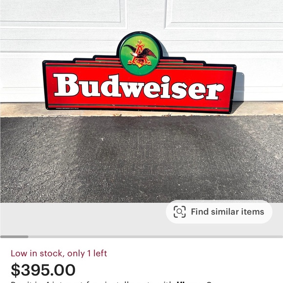 1994 vintage metal Budweiser sign 2ft tall 5ft wide - Picture 2 of 2